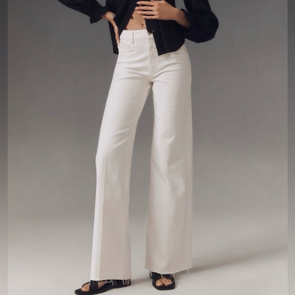PAIGE The Anessa High-Rise Wide-Leg White Jeans 33 may fit 32, 31